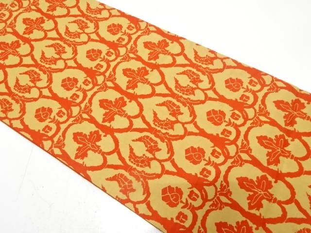 JAPANESE KIMONO / ANTIQUE FUKURO OBI / SILK / CHIKUZEN HAKATA / WOVEN FLORAL SARASA